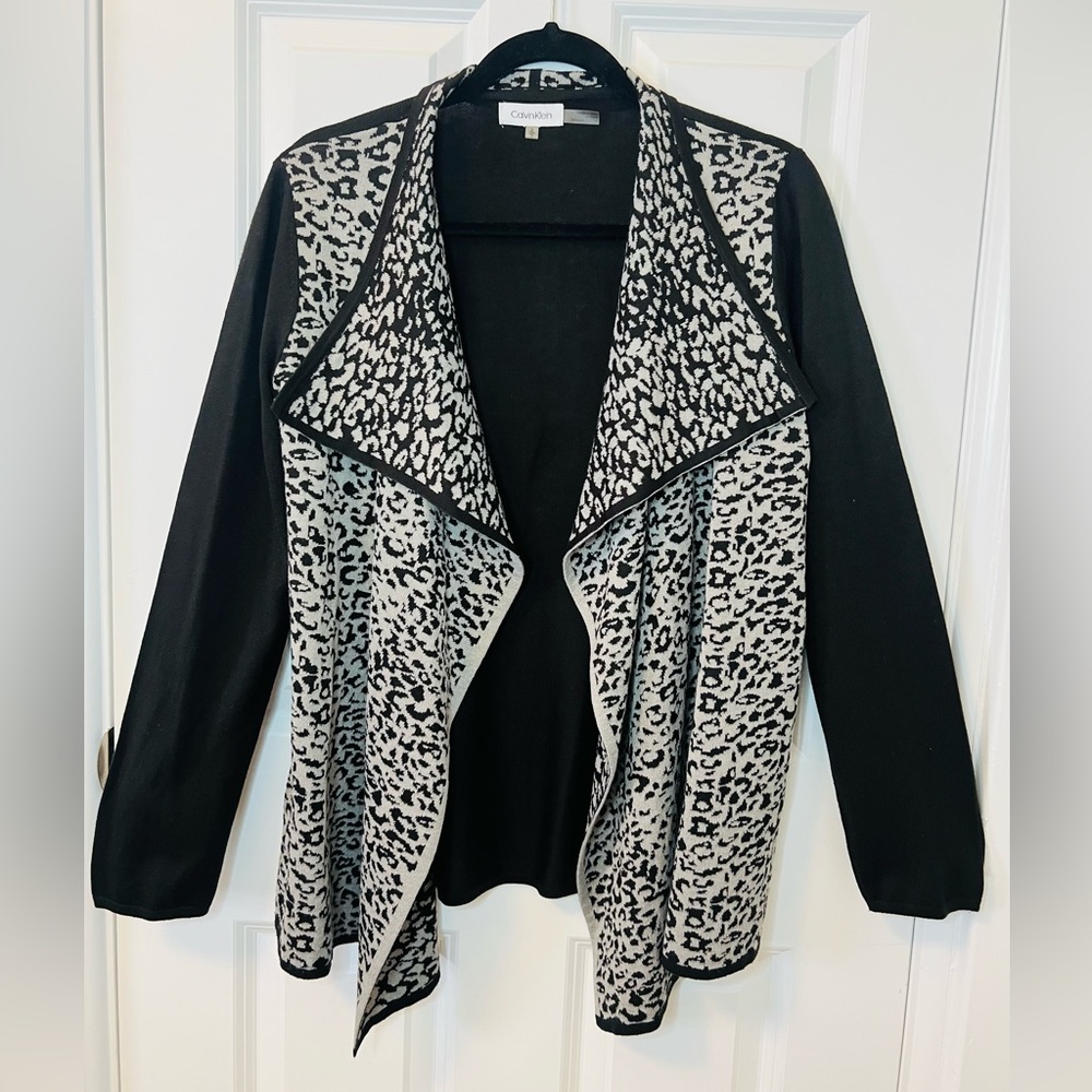 CALVIN KLEIN Animal Print Cardigan size S